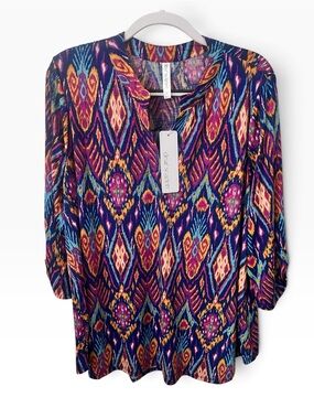 Dear Scarlett Navy Multicolor Print Lizzie Tunic